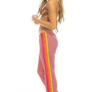 Aviator Nation 5 Stripe Sweatpants-Rose